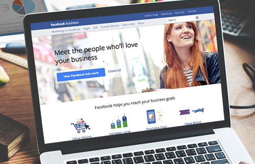 Facebook ads landing page on laptop
