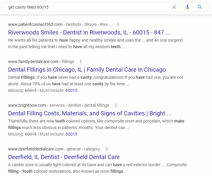location-based keywords for dental practices
