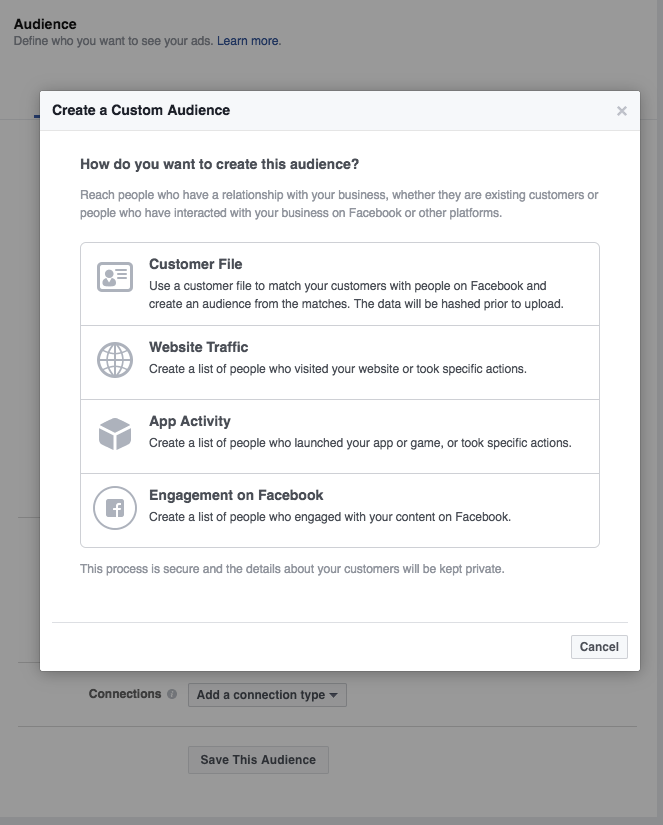 create custom facebook audience