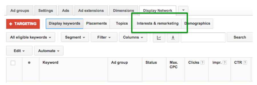 adwords interests and remarketing