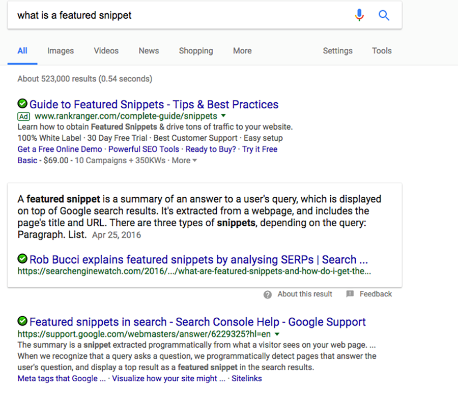 what is a featured snippet