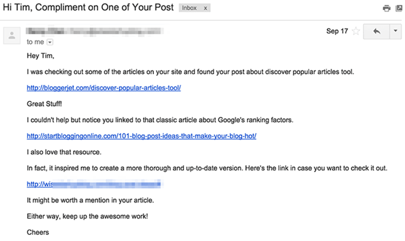 example of a poor quality email outreach