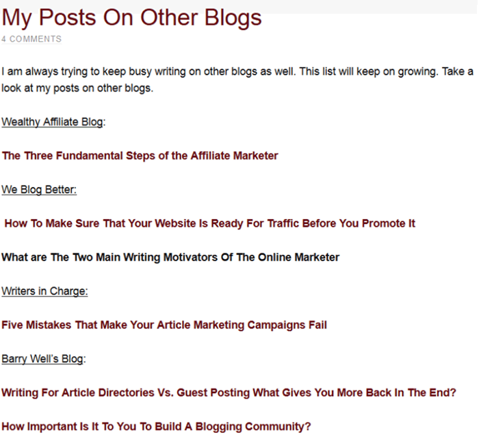 example of posts on other blogs