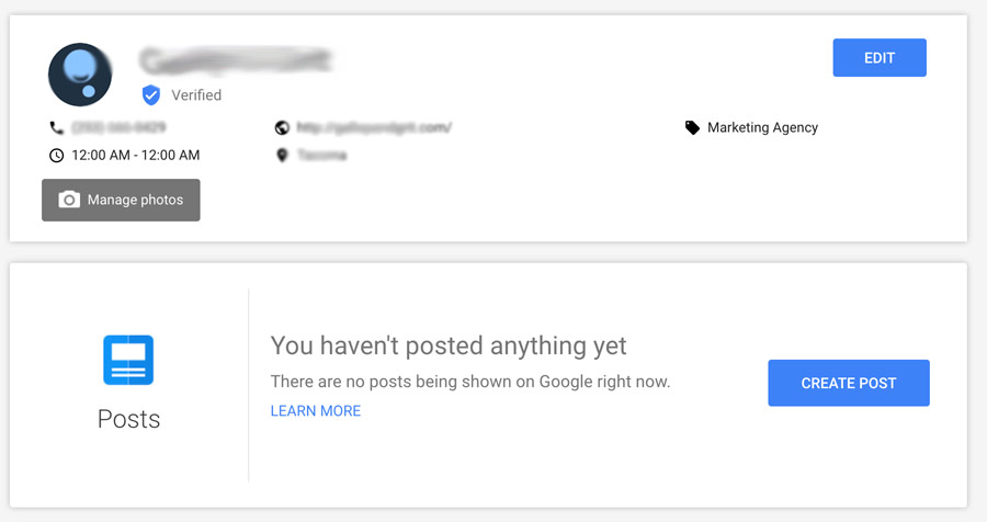 Creating content directly on Google through Google Posts