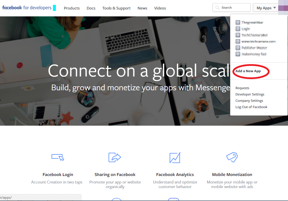 Facebook developers adding a new app
