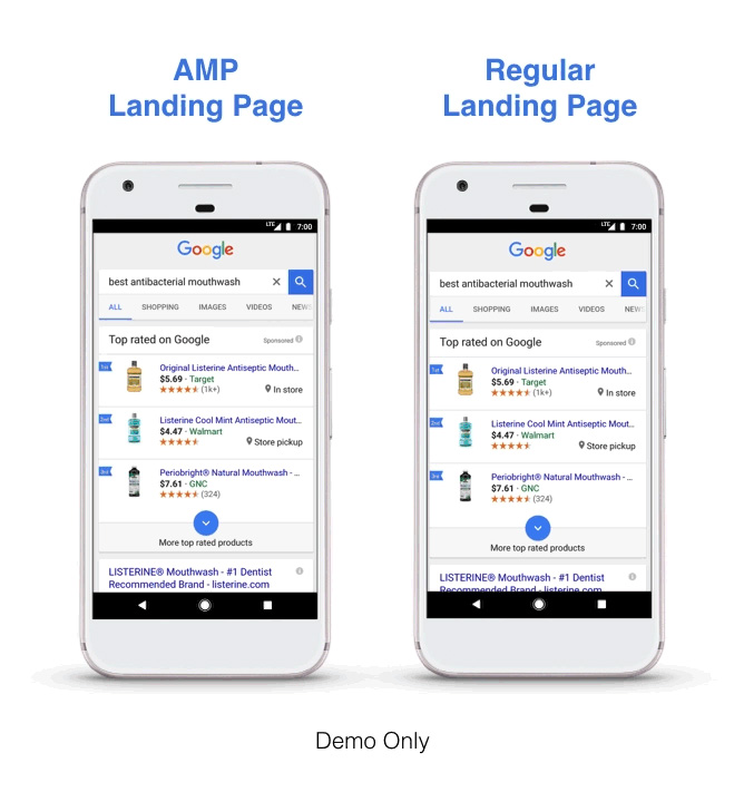 Comparing AMP Landing Page vs Regular Page