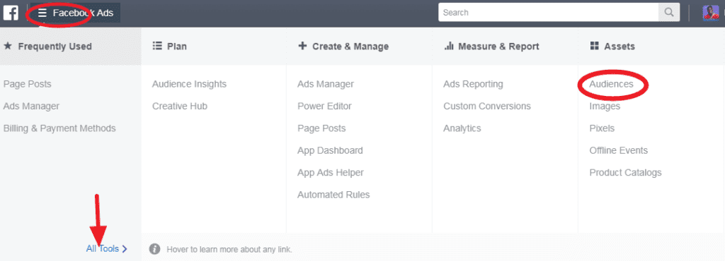 Navigate to audience settings to create custom audience