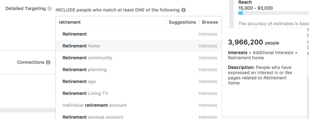 Facebook audience targeting keyphrase suggestion tool