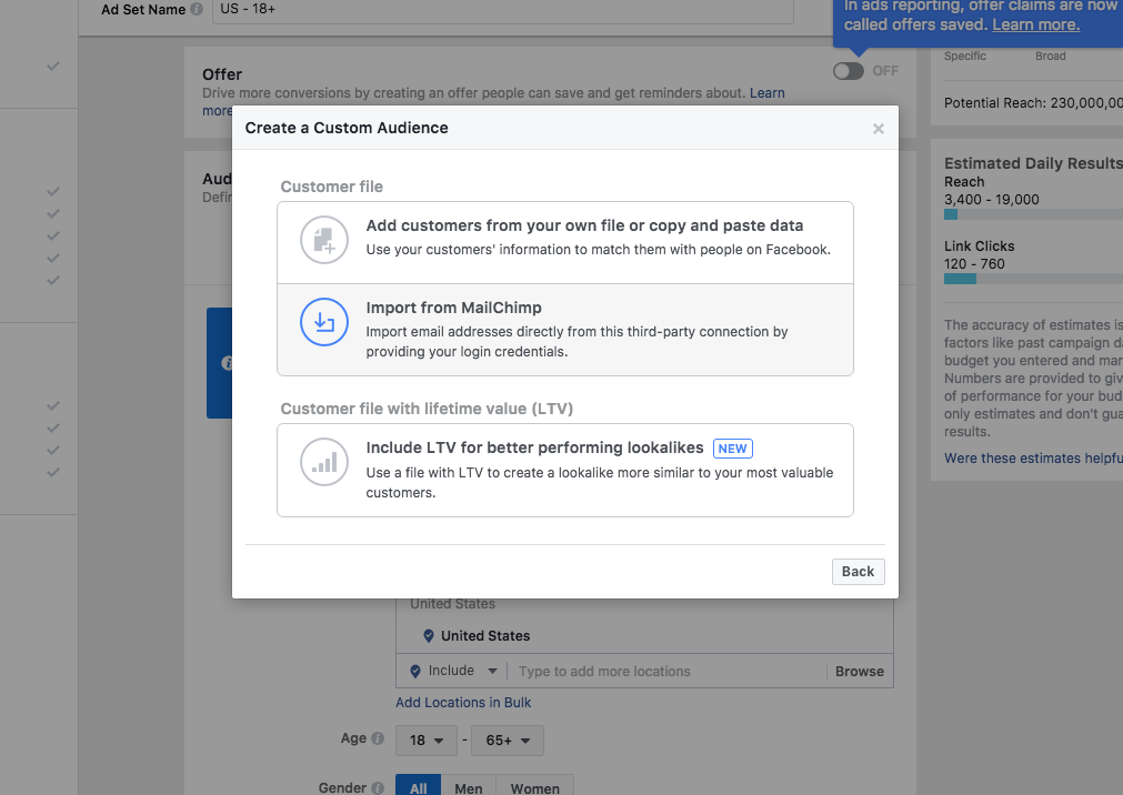 Create targeted audience by importing customer file