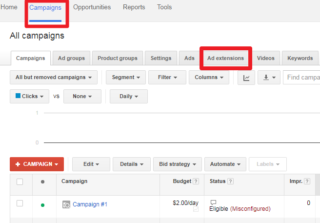 Enabling location extension in Google AdWords