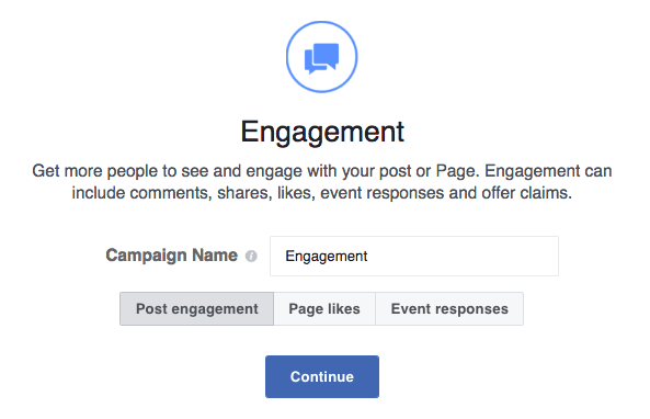 Use engagement objective when you want more people to engage with your facebook ad