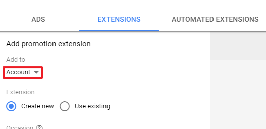 Add Promotion Extenson to Google AdWords Campaign