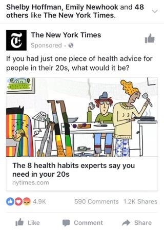 The New York Times facebook mobile news feed ad