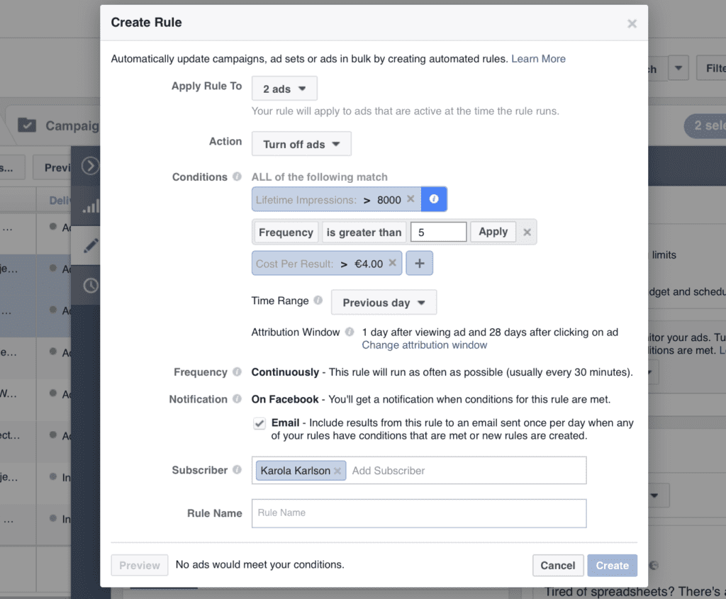 Rule's Conditions