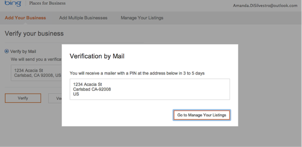 Business Verification on Bing
