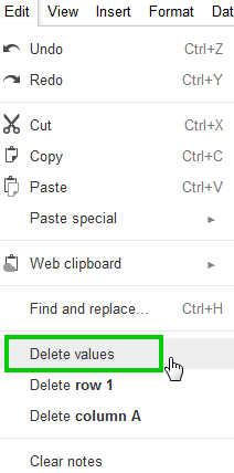 Delete default values to make space for your content