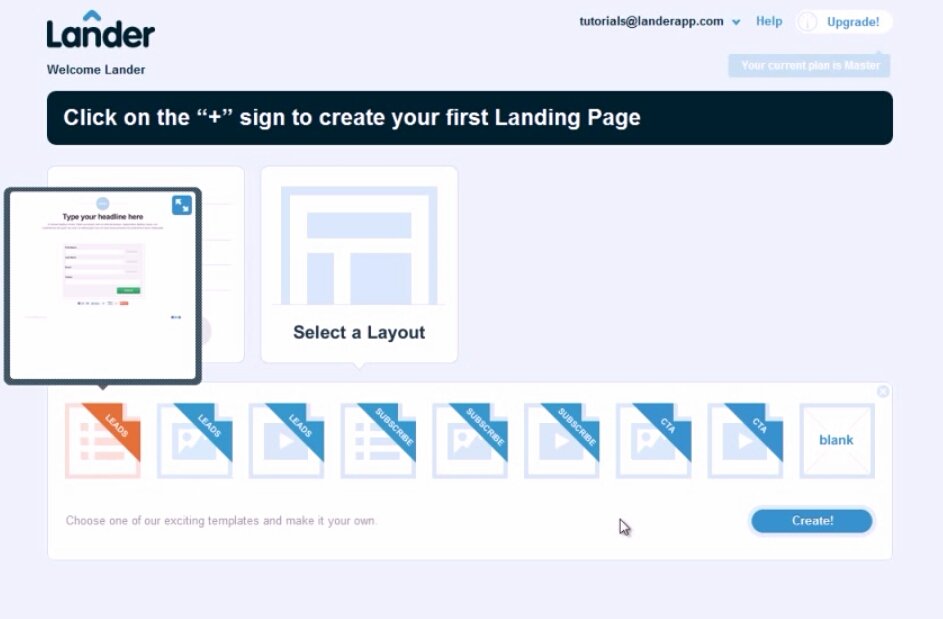 Choose Preferred Layout for Lander Landing Page