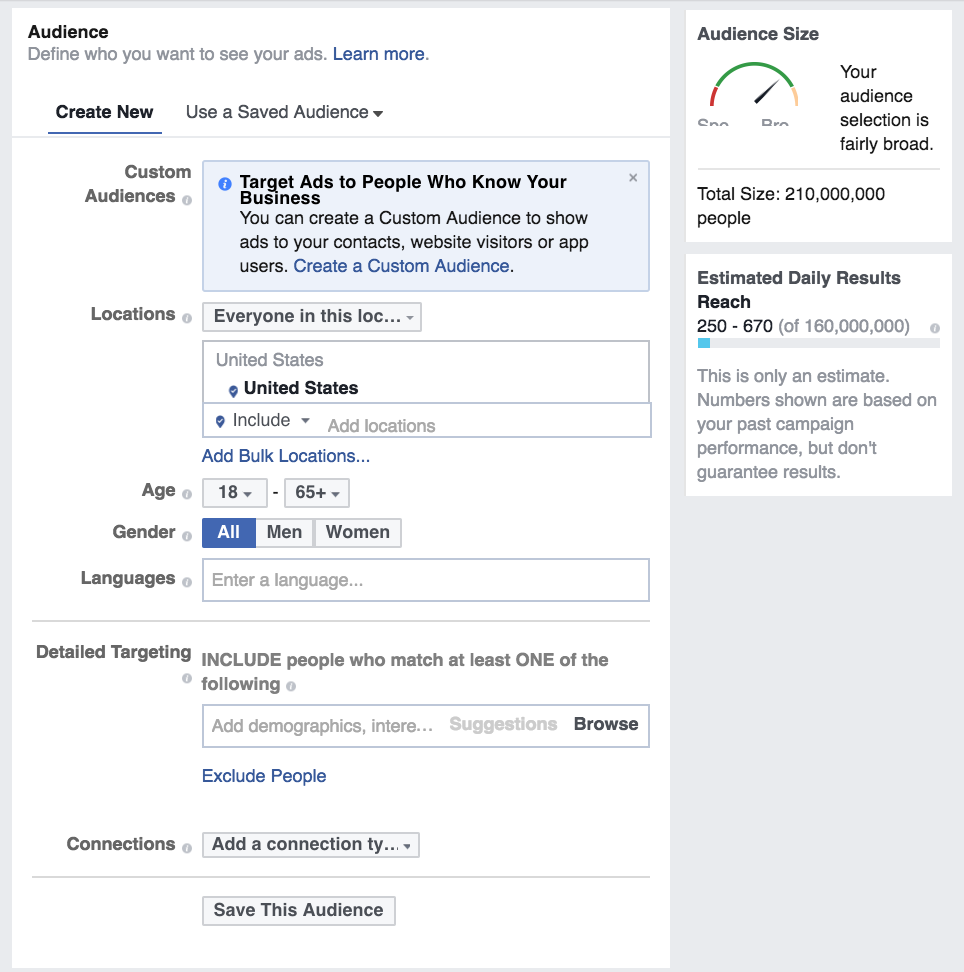 Create targeted audience for your facebook ad