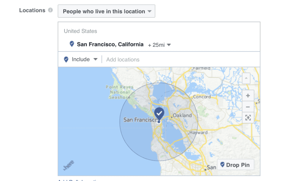 Set Up a location parameter for your Facebook Audience Targeting