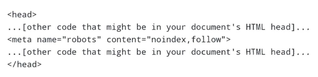 Implementing noindex code