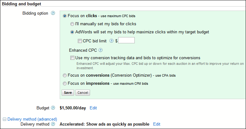 Set Up bid limit for your ad