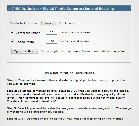 Use JPG Optimizer to optimize images
