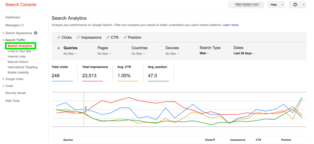 Google Search Console Traffic Report