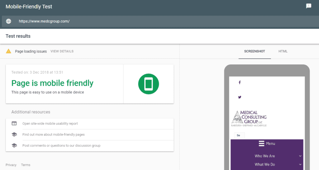 Mobile Friendly Page Test