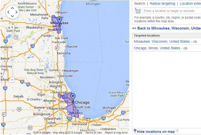 Location Settings - Region Highlighted