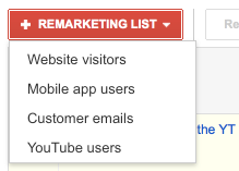 Remarketing List Four Options