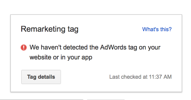 Remarketing Tag Notification