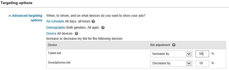 Targeting Options Set Up