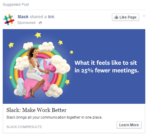 Facebook ad examples Slack