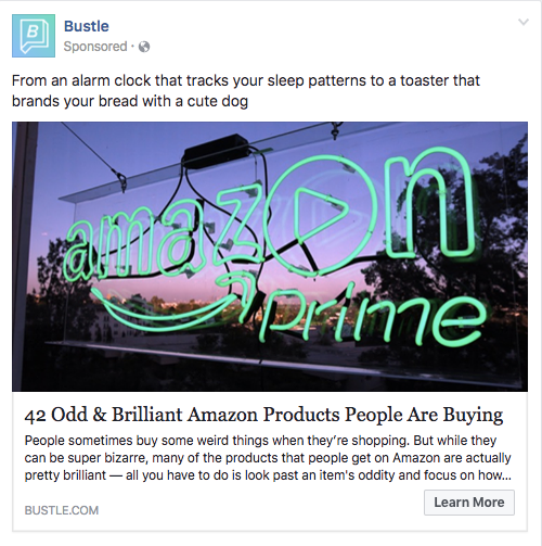 Facebook boosted post by Bustle