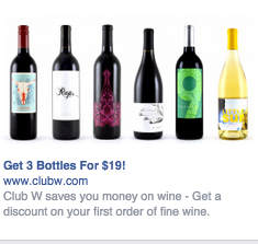 Facebook retargeting ad by Winc