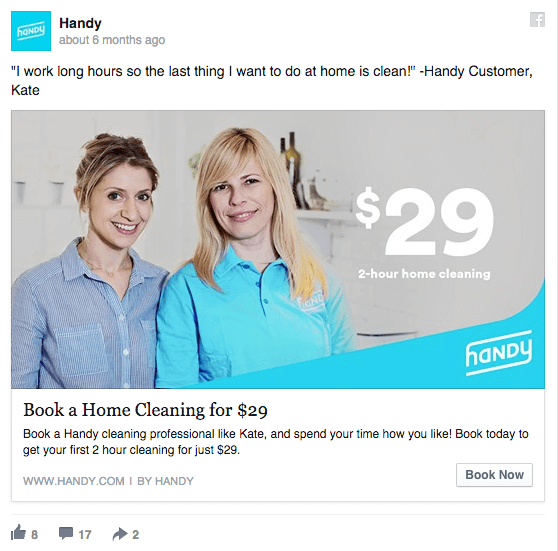 Reach Ad Example by Handy