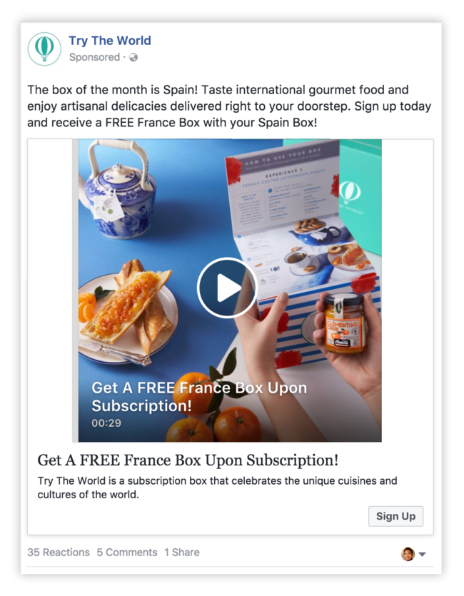 Facebook Video Ad Example