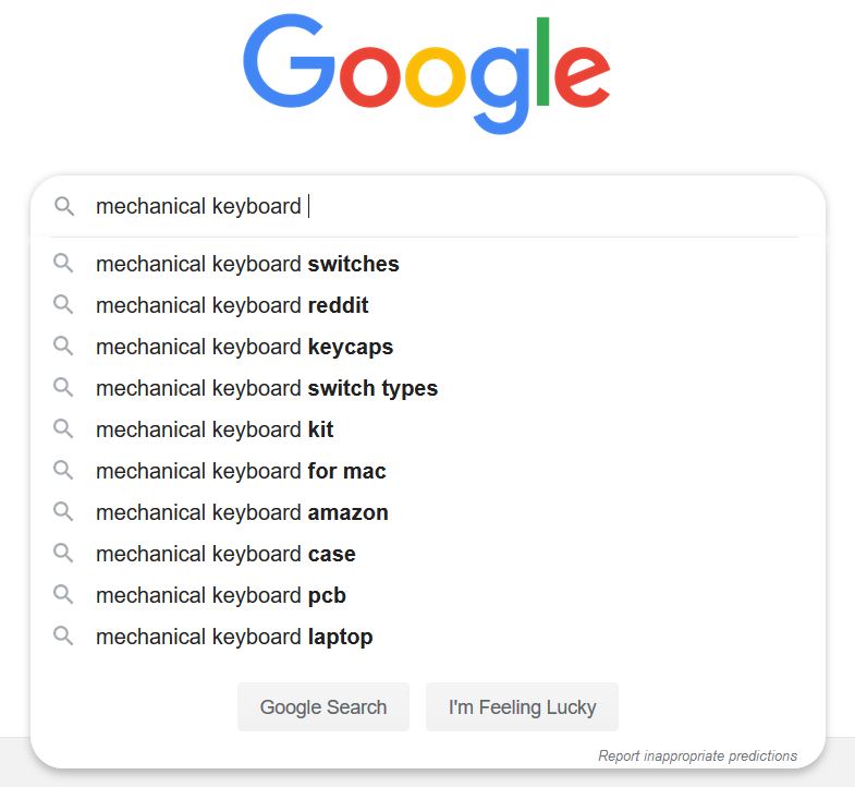 use google suggest to identify seo keywords