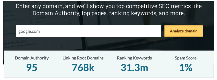 Moz for domain authority