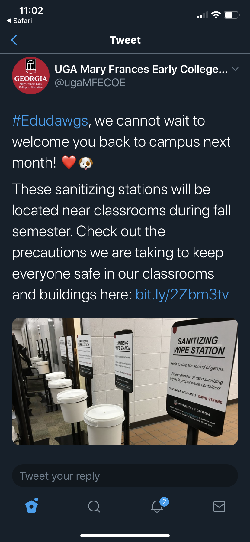 Screenshot of UGA's College of Education Twitter Account
