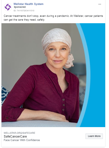 Facebook Ad promoting a hospital's services during COVID-19