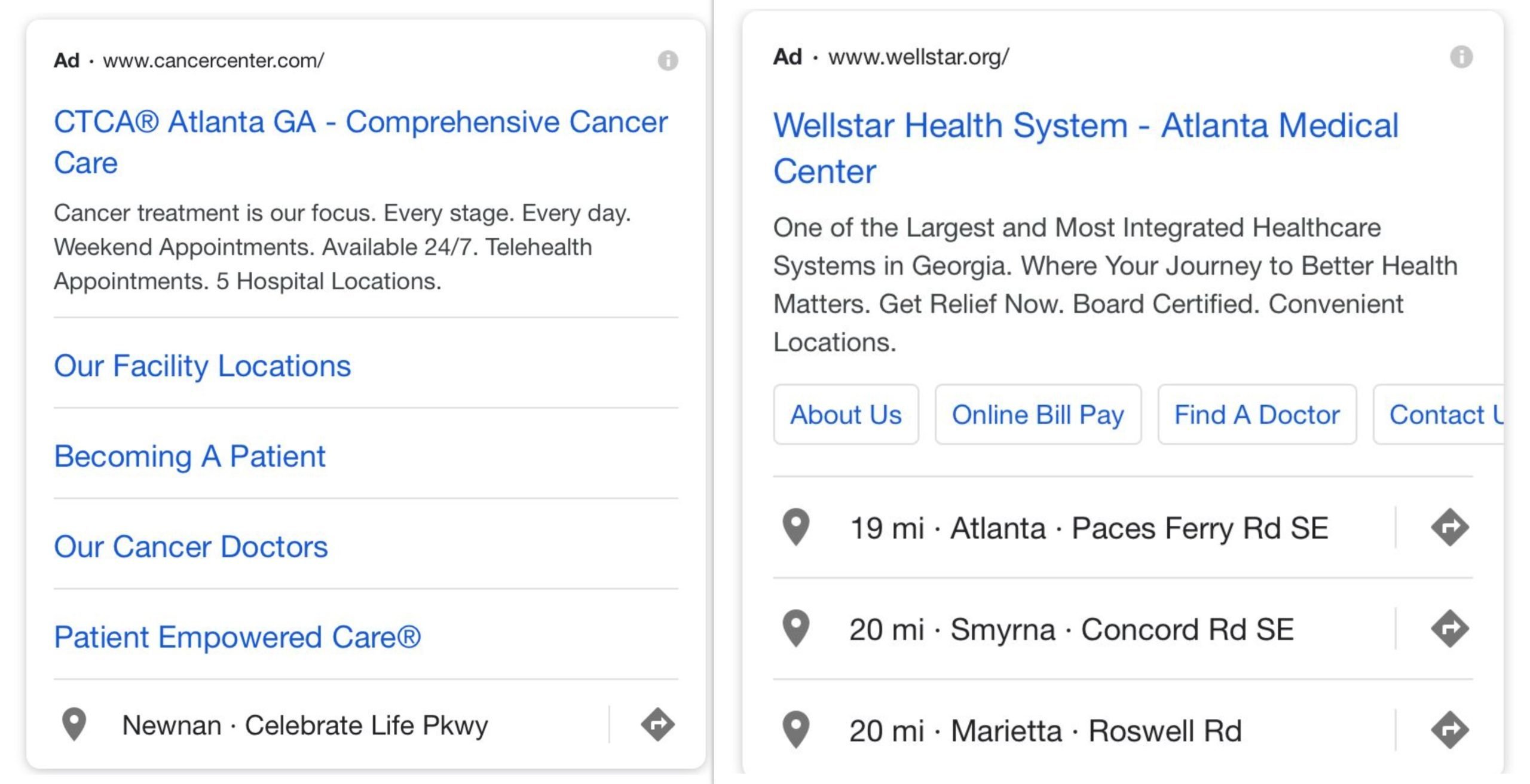 Healthcare PPC Ad extensions 