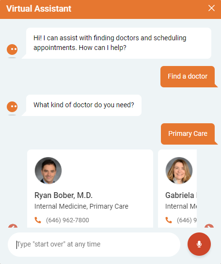 Chatbots for healthcare providers websites