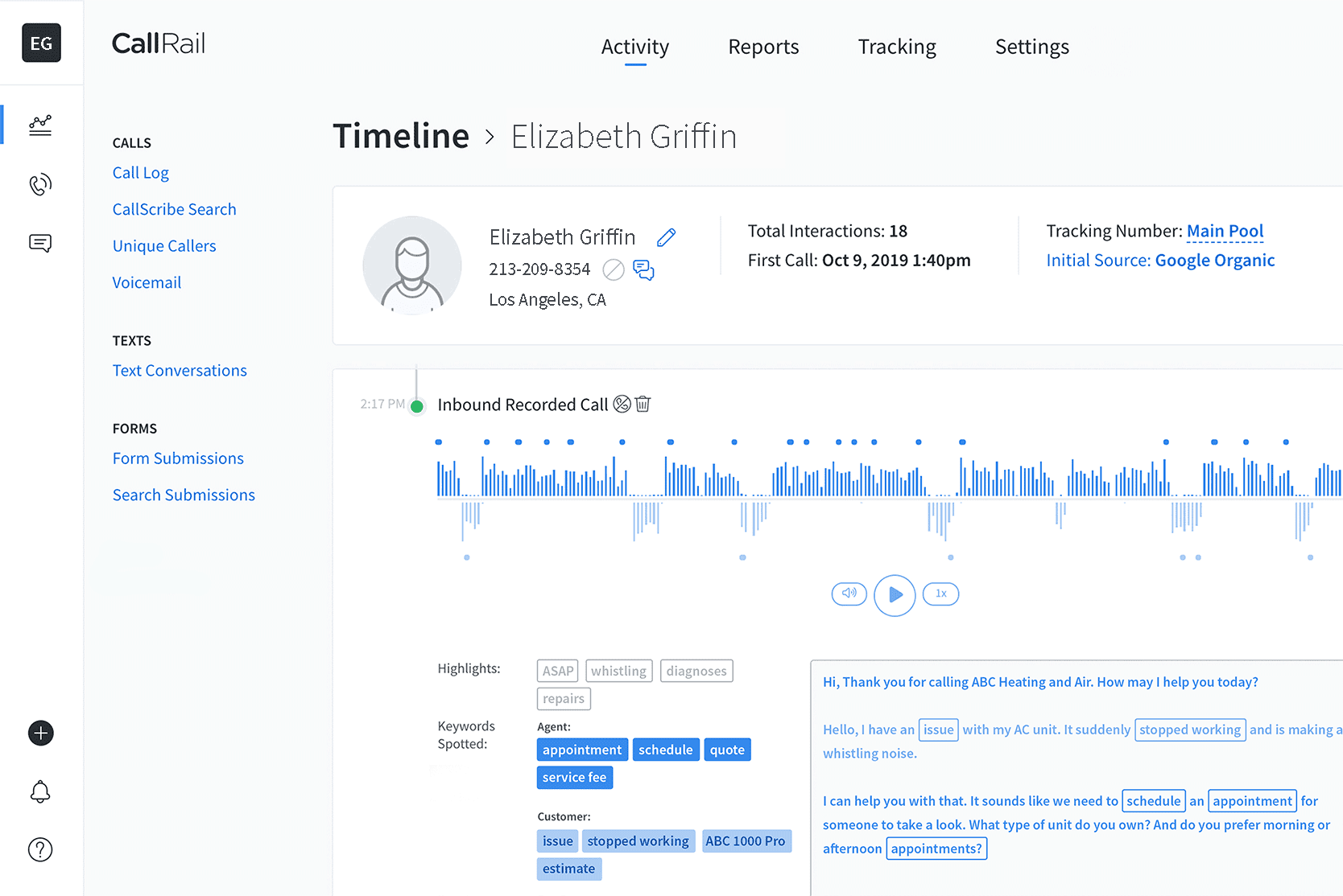 Call-tracking software like CallRail