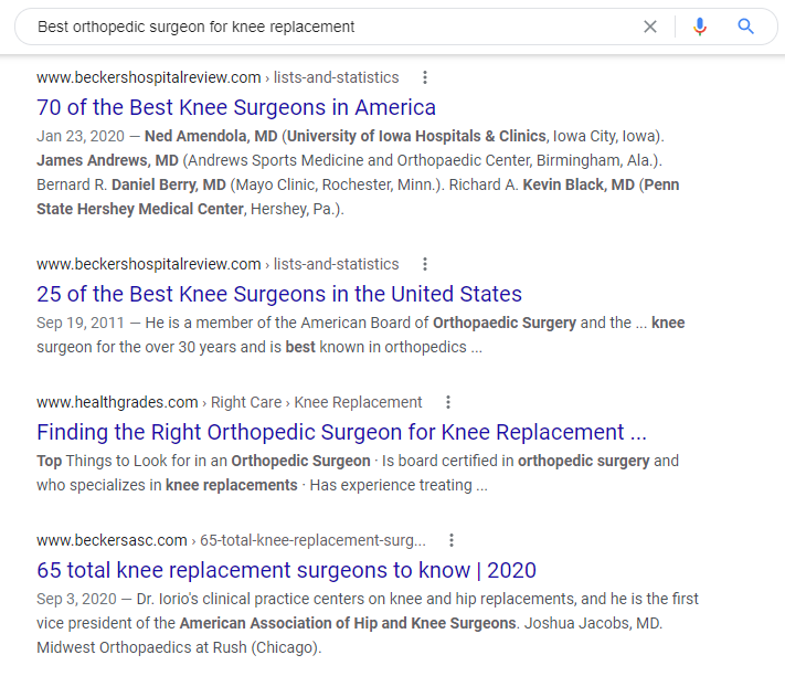 Long-tail keywords for healthcare related searches