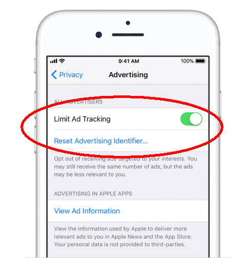 Limit ad tracking setting on Apple devices