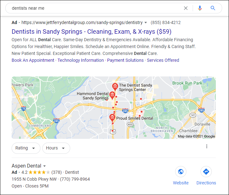 Location-based PPC ads for dentists
