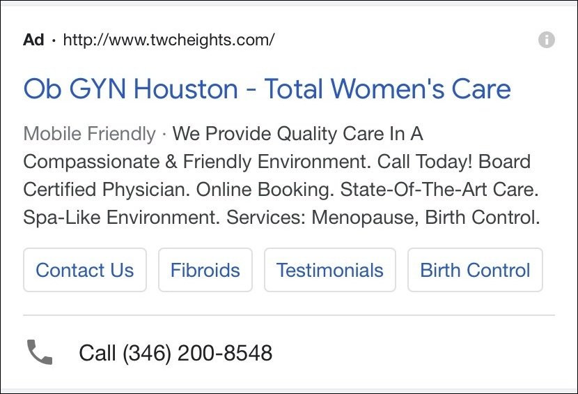 Healthcare PPC Ad Optimize for Mobile