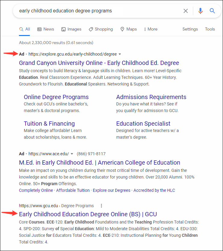 how digher ed seo and ppc work together on SERP