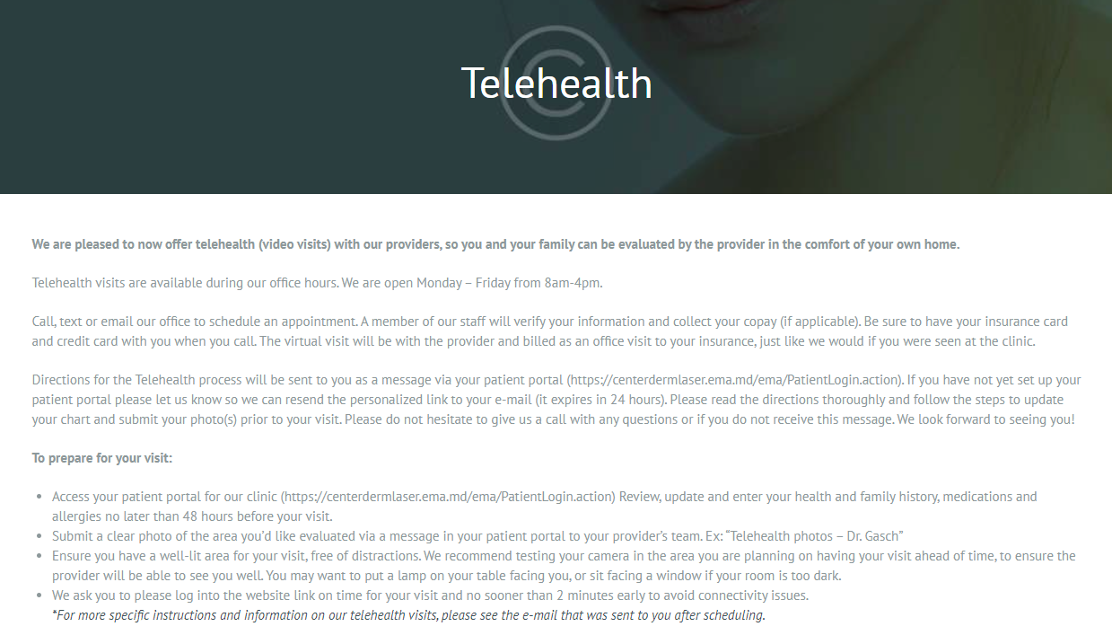 Create a telehealth hub on your website for easier user experience